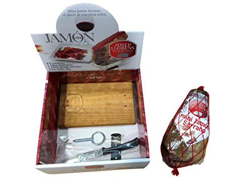Josep Llorens Serrano Schinken Mini, Set mit Mini-Schinkenhalter & Messer, im Geschenkkarton, 1er Pack (1 x 1 kg)