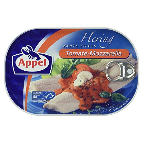 Appel Heringsfilets, zarte Fisch-Filets Tomate-Mozzarella, MSC zertifiziert, 200 g