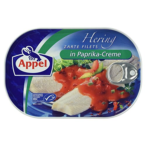 Appel Heringsfilets, zarte Fisch-Filets in Paprika-Creme, MSC zertifiziert, 200 g