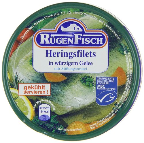 Rügenkrone Rügenfisch Heringsfilet in Gelee, 12er Pack (12 x 200 g Dose)