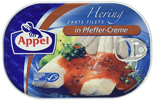 Appel Heringsfilets, zarte Fisch-Filets in Pfeffer-Creme, MSC zertifiziert, 10er Pack (10 x 200 g)