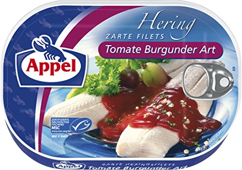 Appel Heringsfilets, zarte Fisch-Filets Tomate Burgunder Art, MSC zertifiziert, 10er Pack (10 x 200 g)