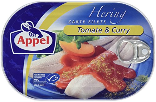Appel Heringsfilet, zarte Fisch-Filets Tomate & Curry, MSC zertifiziert, 10er Pack (10 x 200 g Dose)