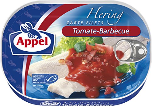 Appel Heringsfilets, zarte Fisch-Filets Tomate-Barbecue, MSC zertifiziert, 10er Pack (10 x 200g Dose)