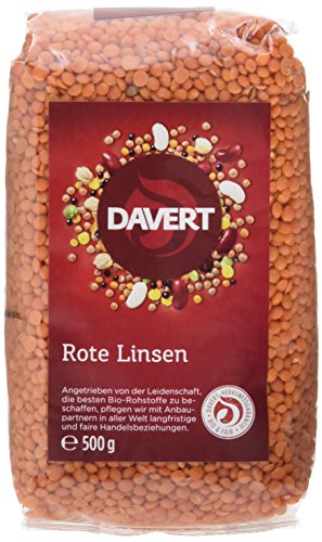Davert Ganze Rote Linsen, 4er Pack (4 x 500 g) – Bio