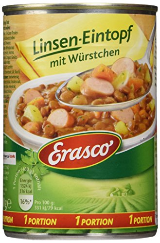 Erasco Linsen-Eintopf mit Würstchen, 3er Pack (3 x 400 g)