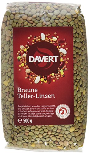 Davert Braune Teller-Linsen, 4er Pack (4 x 500 g) – Bio