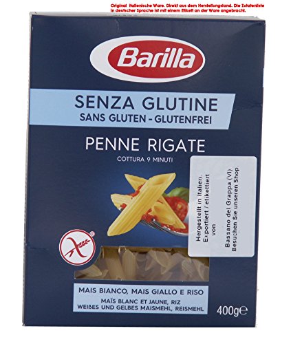 Barilla Senza Glutine Penne Rigate Glutenfreie Teigwaren aus Mais- und Reismehl 8 x 400g 3200g