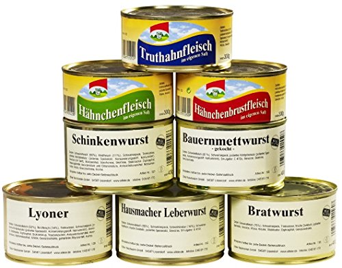 8er Set Wurstkonserven / Fleischkonserven, rd. 2,9 kg, z.B. Hausmacher Leberwurst, Mettwurst , Lebensmittelvorrat