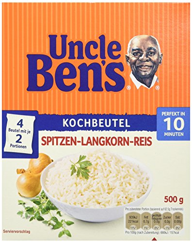 Uncle Ben's® Spitzen-Langkorn-Reis 10-Minuten Kochbeutel, 4er Pack (4 x 500 g Karton)