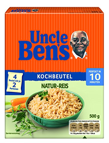 Uncle Ben's Natur-Reis 10-Minuten Kochbeutel, 4er Pack (4 x 500 g)