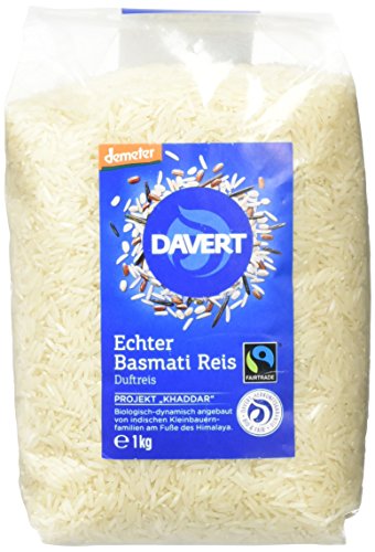 Davert Demeter Echter Basmati-Reis, weiß, 1er Pack (1 x 1 kg) – Bio