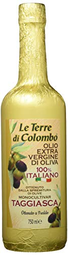 Le Terre di Colombo – Taggiasca Natives Olivenöl Extra – Goldumhüllte Flasche – 0,75 l