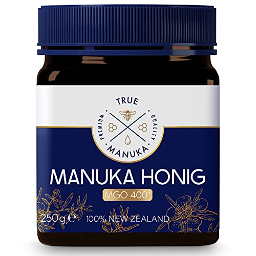 True Manuka – Manuka Honig 400+ MGO 250g – 100% Pur aus Neuseeland – Mit zertifiziertem Methylglyoxal Gehalt 