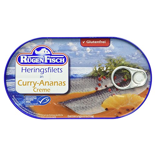 Rügenfisch Heringsfilet in Curry-Ananas Creme, 200g