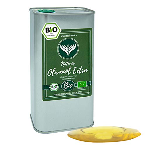 Azafran BIO Olivenöl extra Nativ – Arbequina Olive aus Spanien im Kanister (Dose) 1L