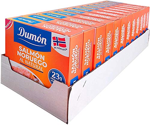 DUMON – NEU – 12 Einheiten von 160 Gramm norwegischem Lachs in Dosen in eigenem Saft, ohne Knochen und ohne Haut. 23 Gramm PROTEIN pro Portion. Fischkonserven mit OMEGA 3, glutenfrei